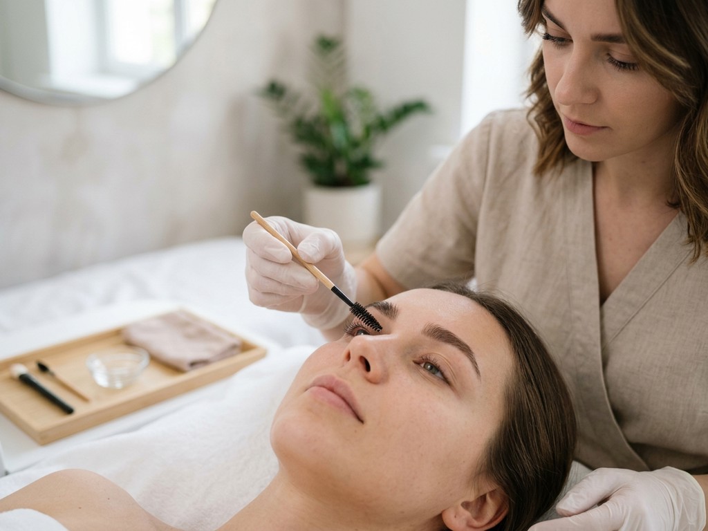 Primer plano de ojos antes y después de extensiones pelo a pelo